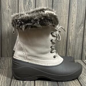 Northeast Outfitters WOS Pac Boot Women Winter Snow Ivory Suede Leather Sz 7 Fur